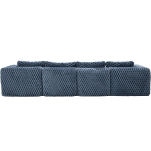 Modular Sectional Sofa, Boneless Couch With 2 Movable Ottomans
