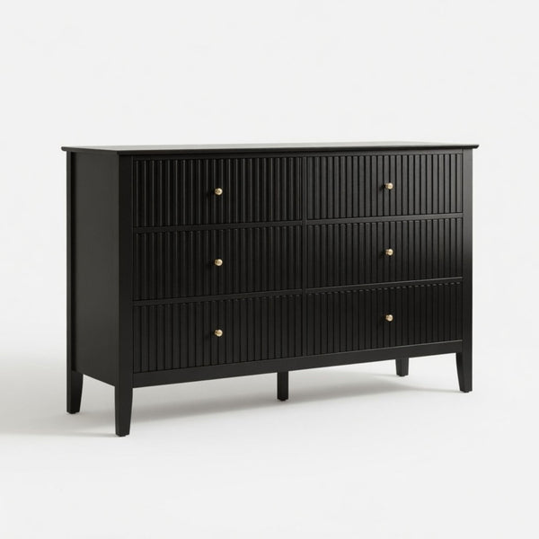 Modern 6 Drawer Fluted Dresser