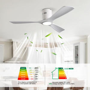 52 Inch Mounting Type Solid Wood Ceiling Fan With Light Kit