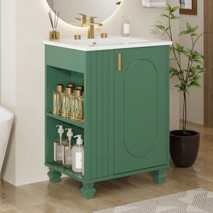 Classic Retro Bathroom Vanity With Sink, Door Shelf, Side Open Storage Frame - Best Buy Furniture