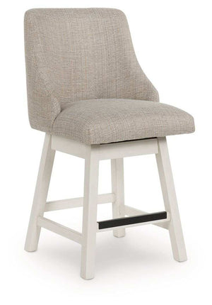 Robbinsdale - Upholstered Swivel Curved Back Barstool (Set of 2) - Antique White - Best Buy Furniture