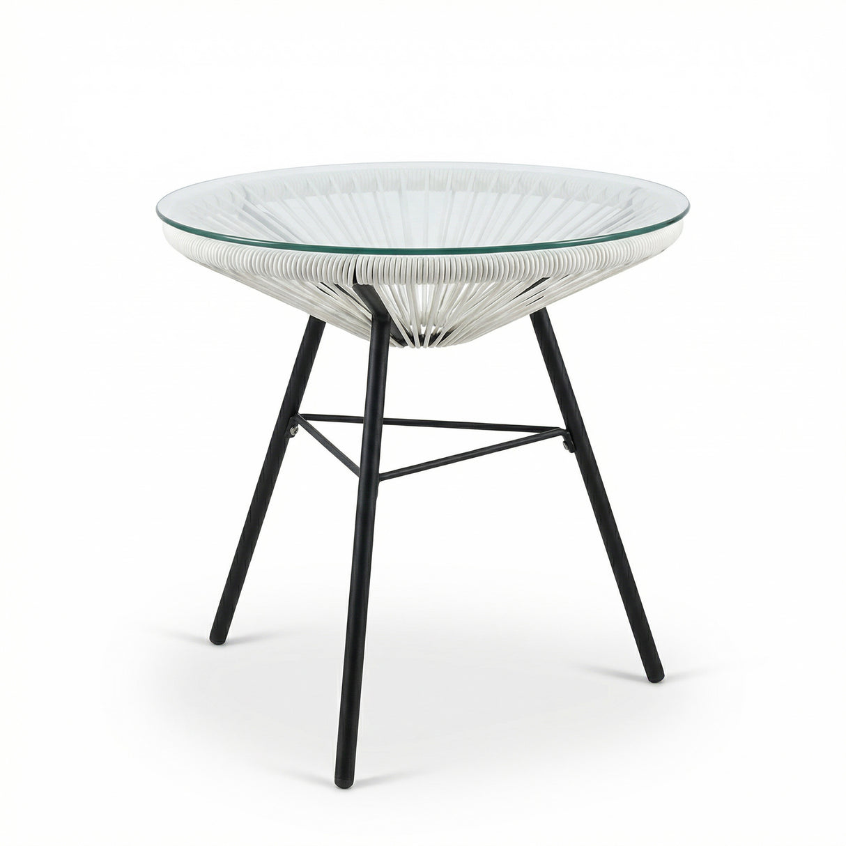 Nusa Outdoor Synthetic Wicker Glass-Top Side Table