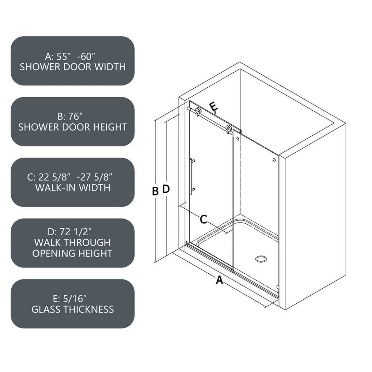 6076 Brushed Shower Door