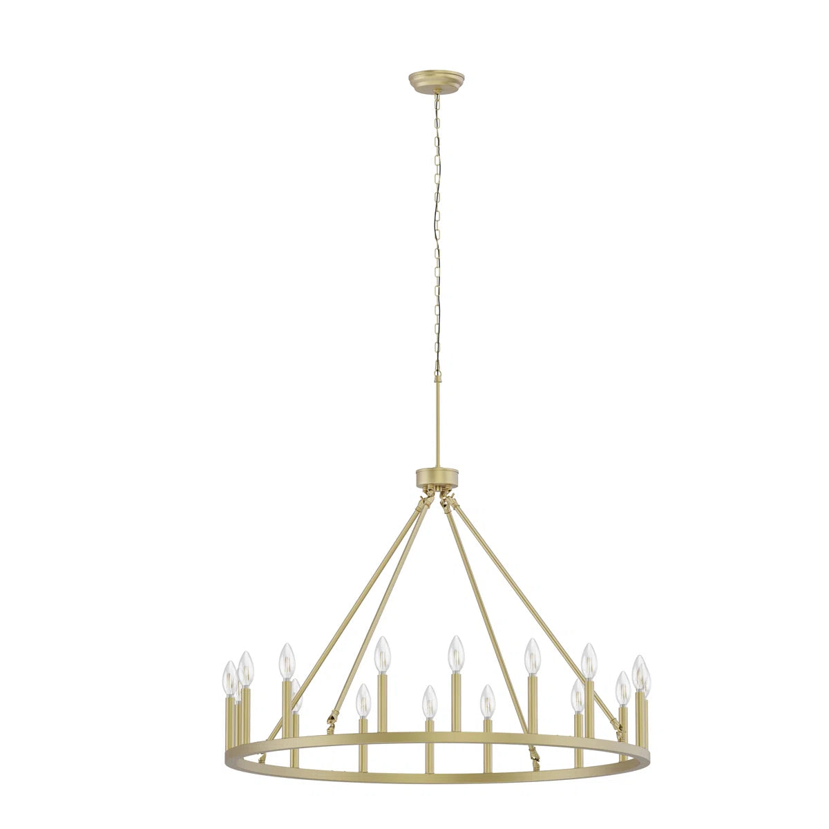 16-Light Wagon Wheel Chandelier, 39.3-Inch, Gold Metal Candle-Style