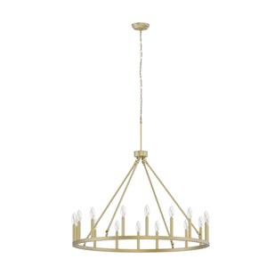 16-Light Wagon Wheel Chandelier, 39.3-Inch, Gold Metal Candle-Style
