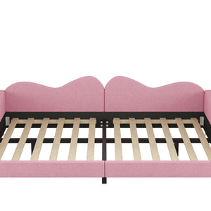 Upholstered Daybed, Sherpa Fabric Sofabed With Cloud-Shaped Backrest