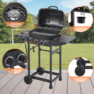 2 Burner Propane Gas BBQ Grill with Side Burner