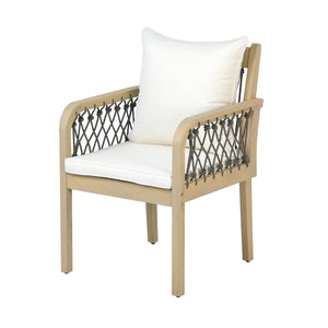 Outdoor Patio Acacia Wood Chairs With Woven Rope Arms (Set of 2)