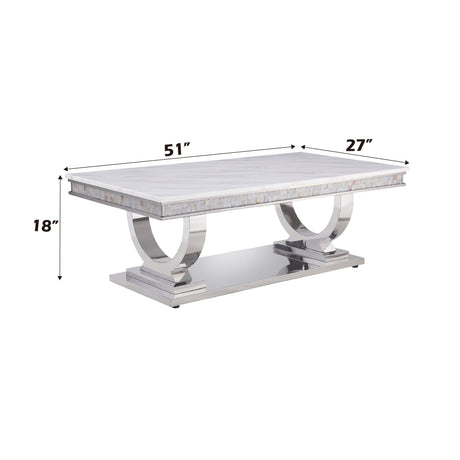 Zander - Printed Faux Marble Top & Mirrored Table - Marble - Best Buy Furniture