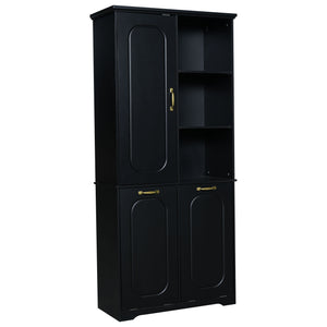 Freestanding Tall Storage Cabinet With 2 Tilt Out Hampers