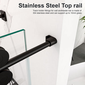 Frameless Single Sliding Shower Door With Clear Tempered Glass