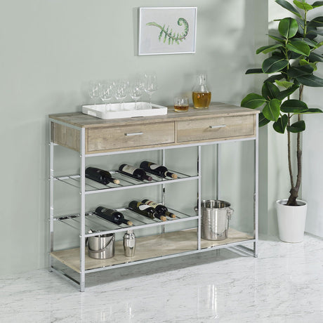 Ethel - 2 Drawer Home Bar Storage With Wine Rack - Oak