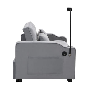 Modern Loveseat Futon Sofa With Pullout Bed, Adjustable Reclining Backrest, Toss Pillows