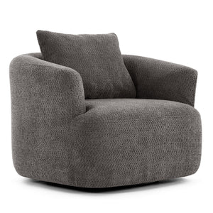 360° Swivel Barrel Sofa Chair With Throw Pillow, Upholstered Accent Chair