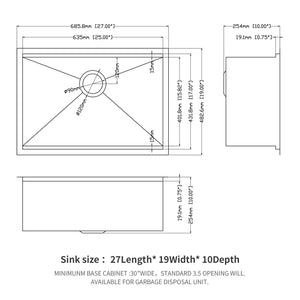 Single Bowl, Undermount Workstation, Kitchen Sink With Accessories
