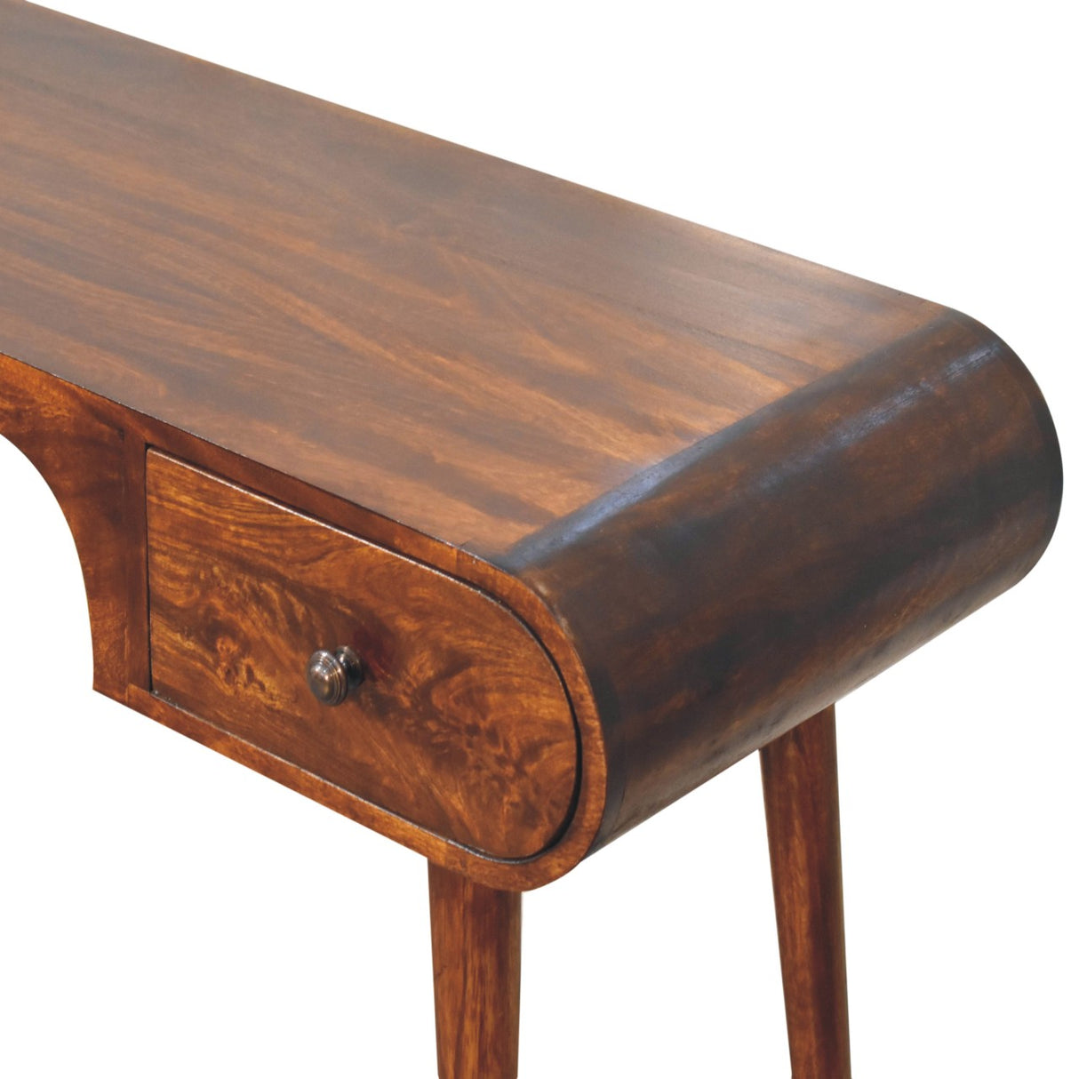 Solid Wood London Arch Writing Desk, 2-Drawers, Chestnut
