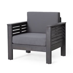 Acacia Wood Loveseat And Coffee Table Set With Cushions