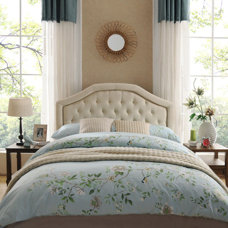 Queen & Full Size Headboard With Diamond Tufting And Nailhead Trim - Beige - Best Buy Furniture
