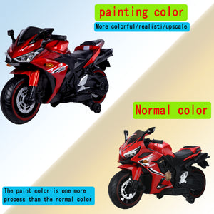 Kids 12V Motorcycle With Training Wheels, Manual Throttle, And Lighting Wheels For Boys And Girls Ages 3-6 - Red