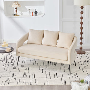 Open Back Loveseat Settee With 3 Pillows