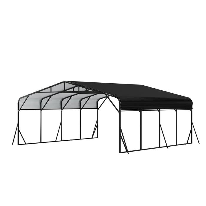 Heavy Duty Carport, All Weather Shelter with Steel Frame - Black