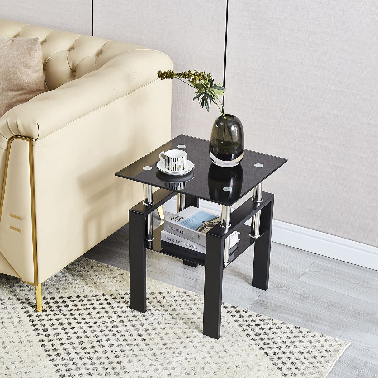 Tempered Glass Table With Storage