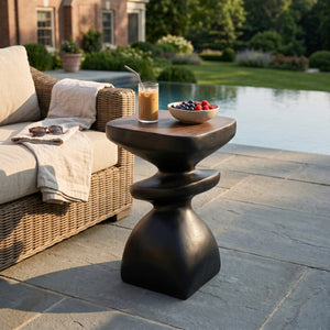 Black Abstract Tiered MGO Side Table
