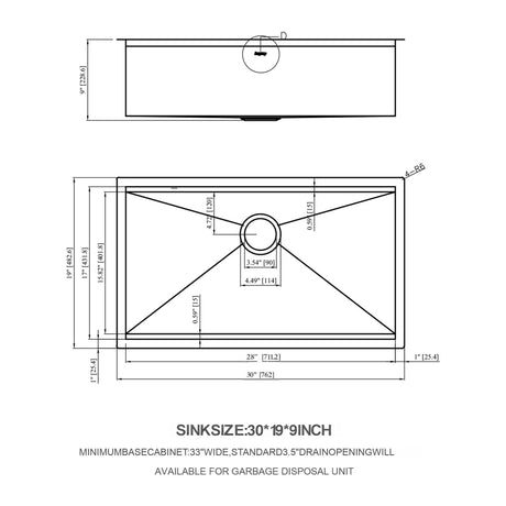 30" Undermount Kitchen Sink 16 Gauge Ledge Workstation - Brushed Nickel