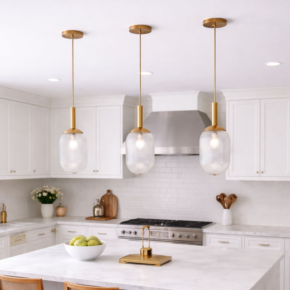 Modern Style Pendant Lamp - Bronze and Clear