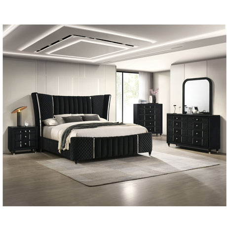1 Piece Tall Chest Upholstery Textured - Black