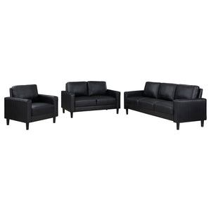 Weld 3 Piece Upholstered Track Arm Sofa Set - Black