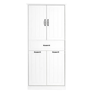 Modern Bathroom Storage Cabinet With Two Laundry Baskets, One Drawer, Adjustable Shelf