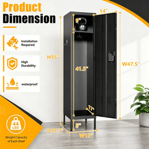 55-Inch Tall Metal Wardrobe Cabinet