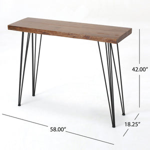 Modern Industrial Breakfast Bar Table, Metal Hairpin Legs & Wood Veneer Top - Natural - Best Buy Furniture