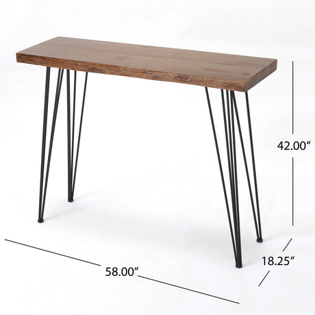 Modern Industrial Breakfast Bar Table, Metal Hairpin Legs & Wood Veneer Top - Natural - Best Buy Furniture
