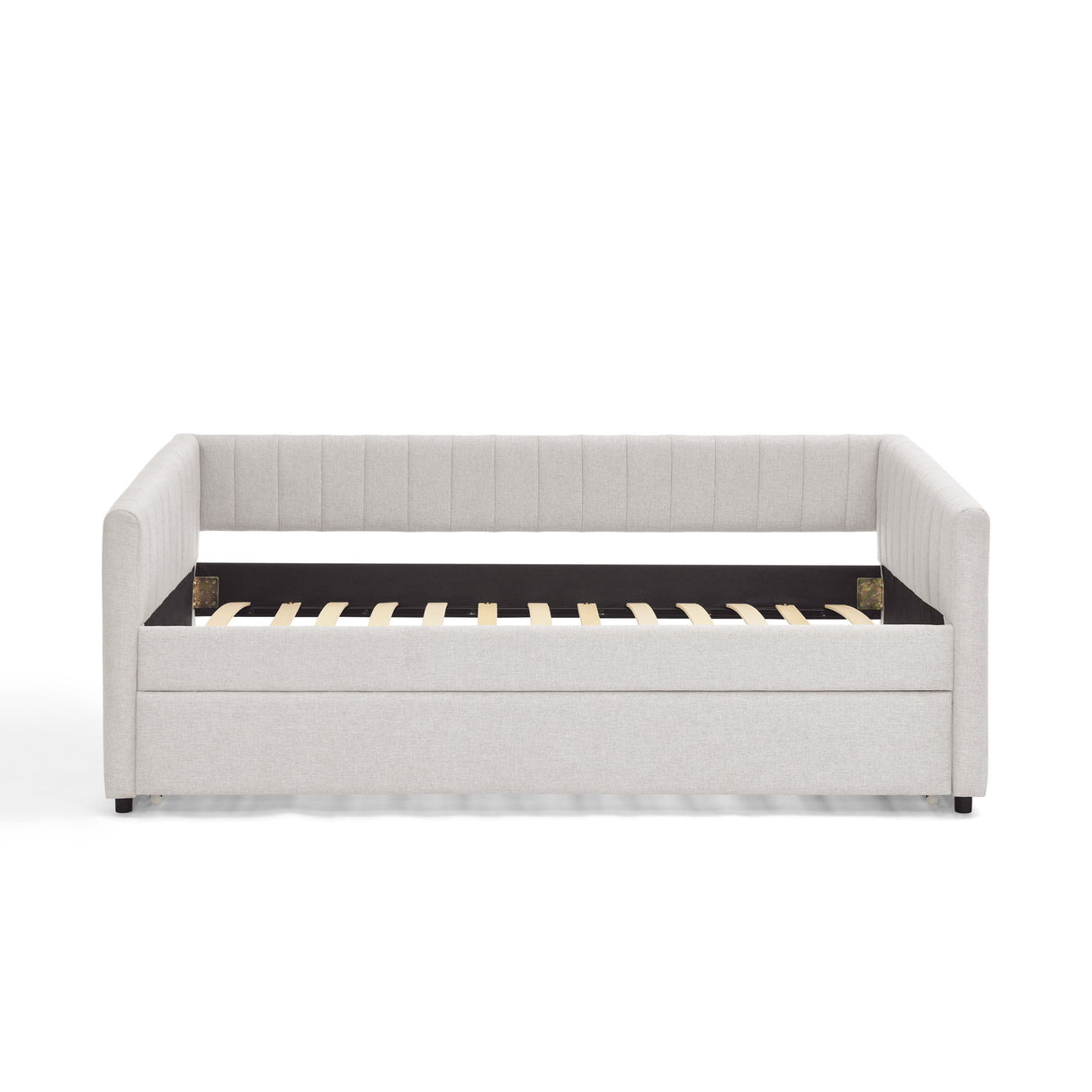 Upholstered Daybed With Trundle With Vertical Stripes