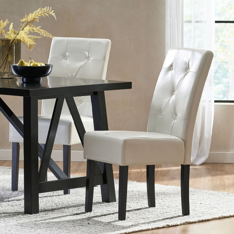 Carter - 5 Tuft Dining Chair With Button Tufted Backrest And Espresso Legs - Ivory - Best Buy Furniture