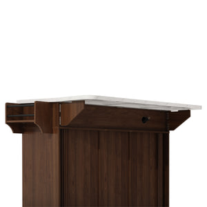 K&K 53.6" Kitchen Island with Drop Leaf, Rolling Cart, Power Outlet, Walnut Brown