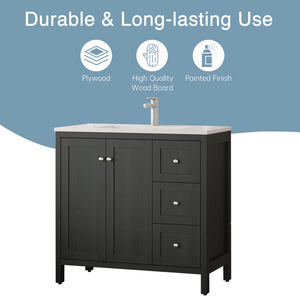 35.5" Modern Bathroom Vanity with Basin