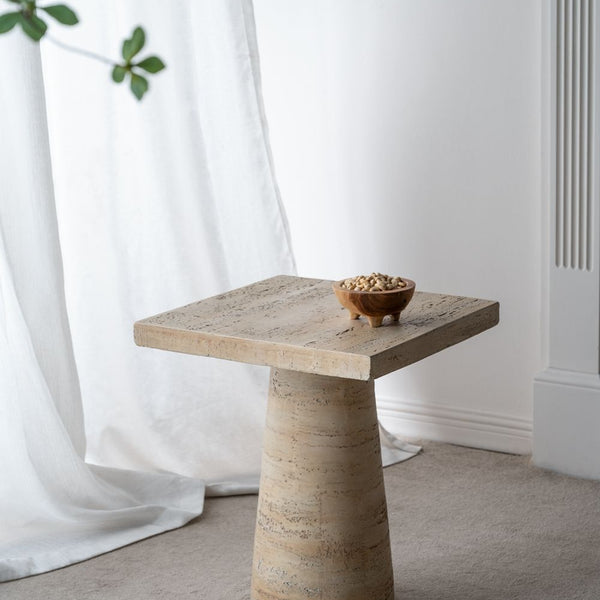 Square Side Table With Pedestal Base