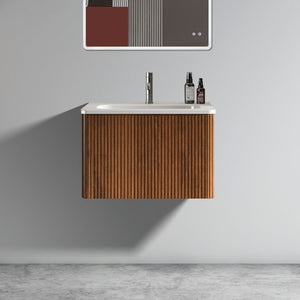 Etna - Striped Bathroom Vanity With Ceramic Sink, Wall Mounted Floating Bathroom Vanity For Modern Bathroom