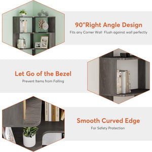 6 Tier Corner Bookshelf, L-Shaped Freestanding Shelf With Anti Drop Panels