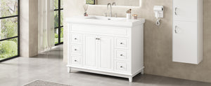 48" Bathroom Vanity with Resin Sink, Soft-Close Drawers & Shelves