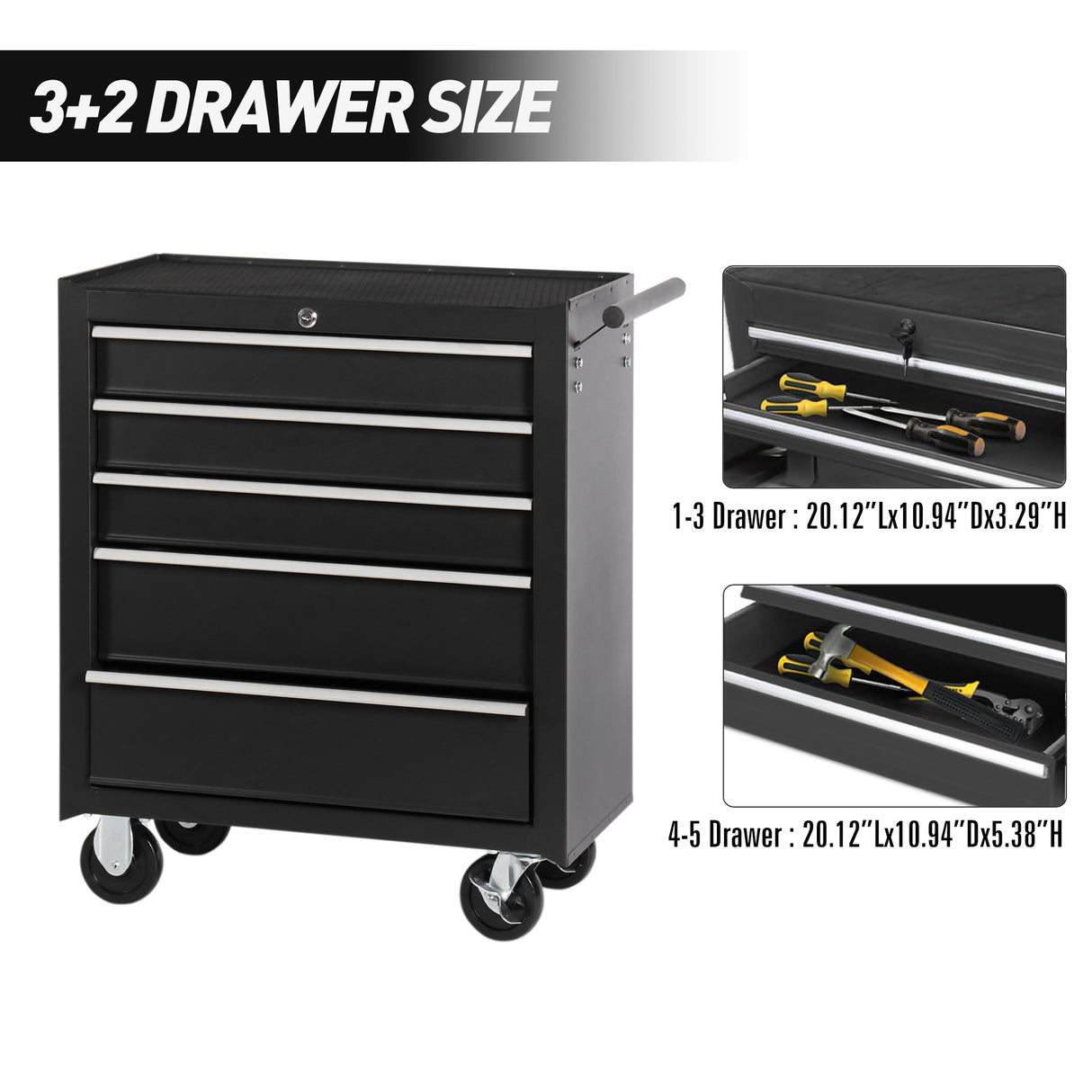 5-Drawer Rolling Tool Chest w/Lock & Key