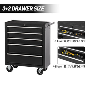 5-Drawer Rolling Tool Chest w/Lock & Key