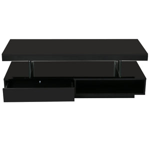 LED Coffee Table With 2 Drawers And Display Shelves