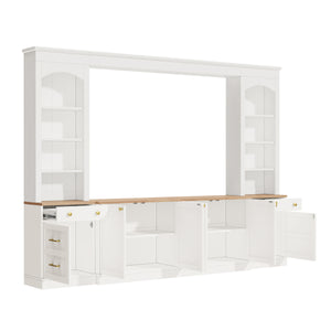 Farmhouse Arched Entertainment Center Wall Unit