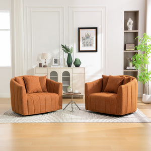 39"W Upholstered Oversized 360° Swivel Accent Barrel Chair