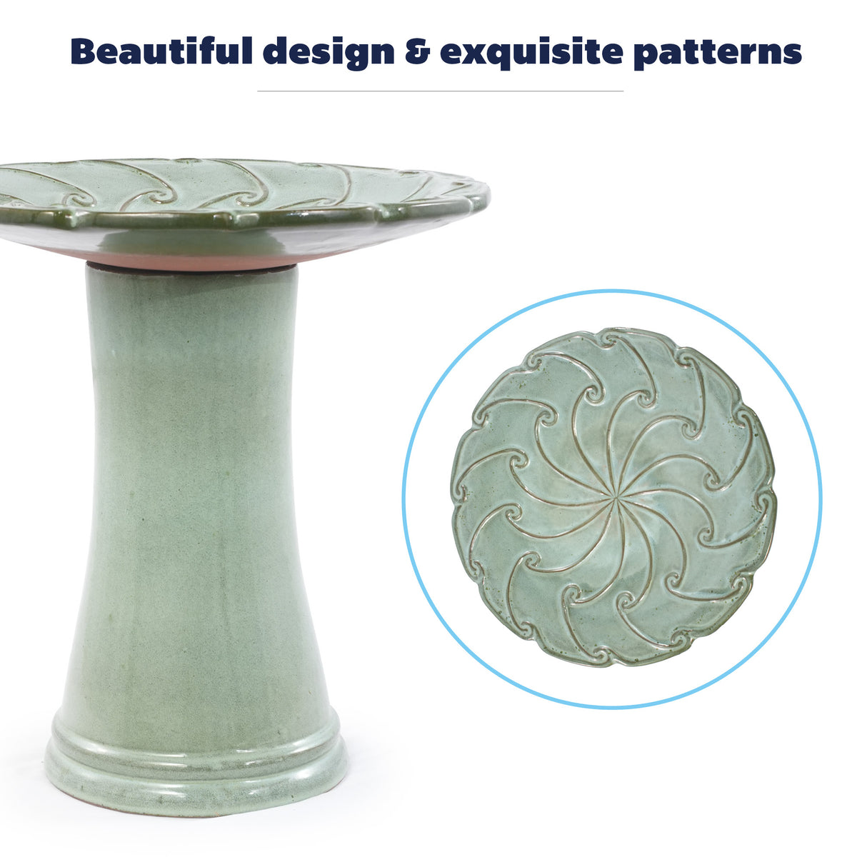 Handmade Glazed Ceramic Bird Bath
