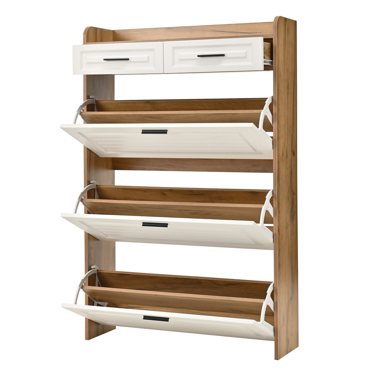 Shoe Cabinet with 3 Hidden Flip Drawers & 2 Storage Drawers